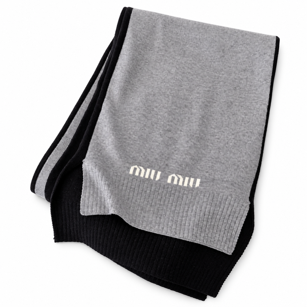 Miu Miu Style Two-Tone Rib-Knit Scarf