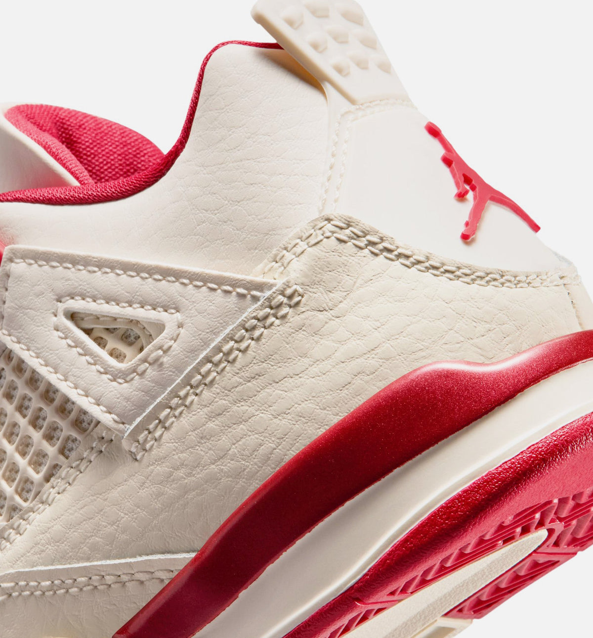 Air Jordan 4 Retro Valentines Day Preschool Lifestyle Shoes - Pale Ivory/Sierra Red/Tough Red