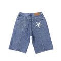 Corteiz Denim Genes Wide-Leg Denim Shorts – Indigo Blue