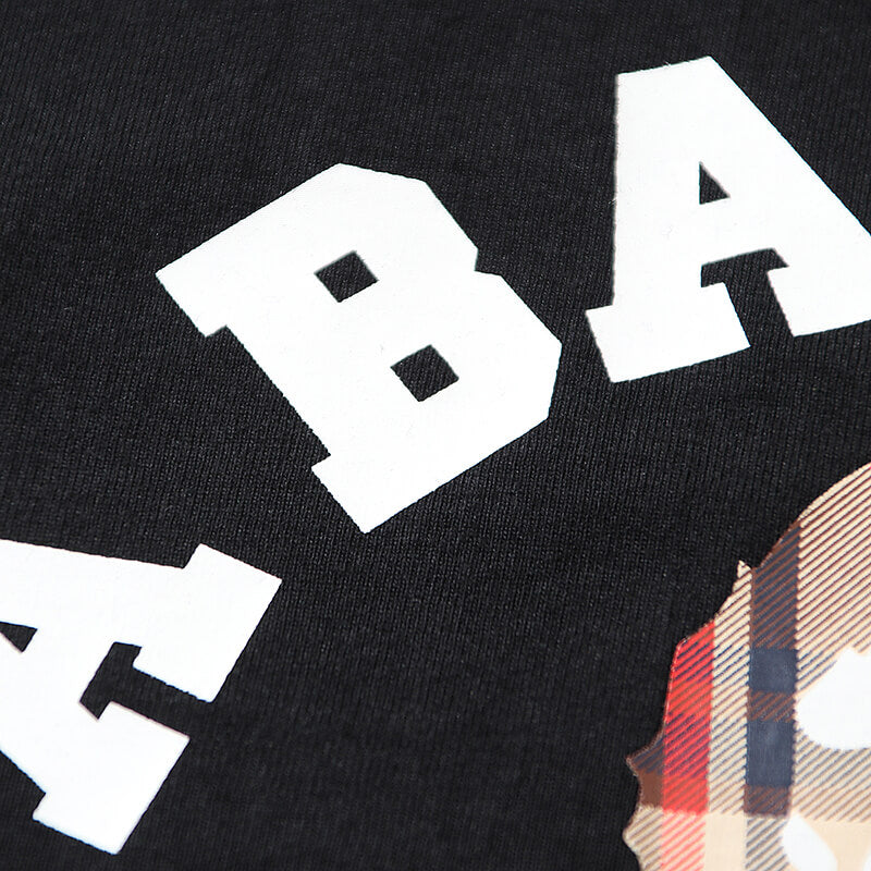 BAPE Plaid Small Ape Head Men's T-Shirt - Black