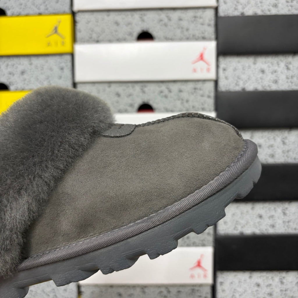 UGG Scuffette Suede Slipper Mule with Cream Shearling Collar & Embossed UGG Logo in Chestnut