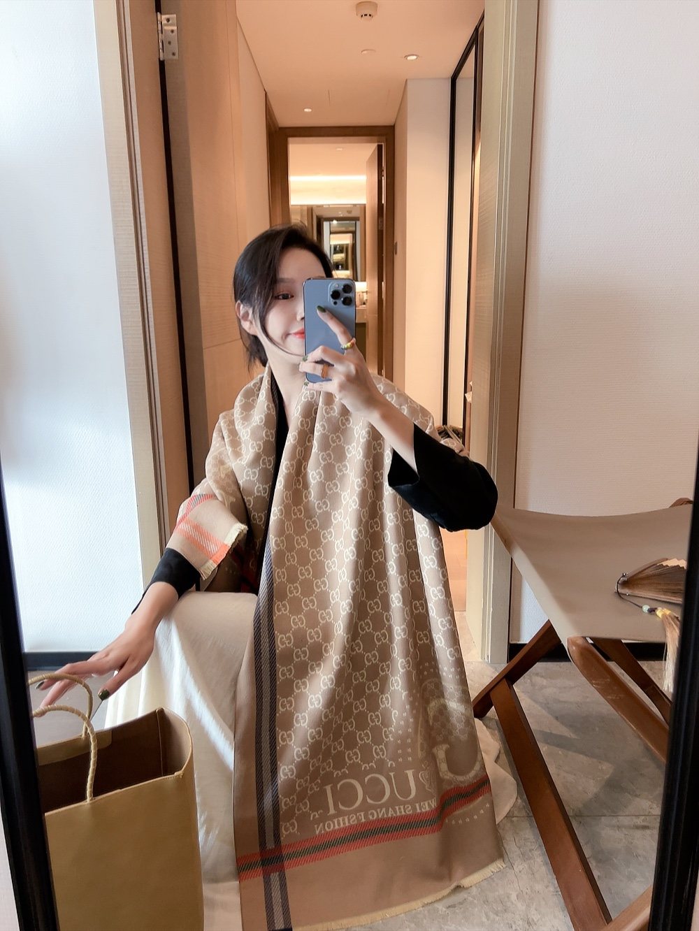 Gucci Reversible GG Pattern Wool Scarf