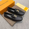 Louis Vuitton Men's Black Leather Hardware Loafers