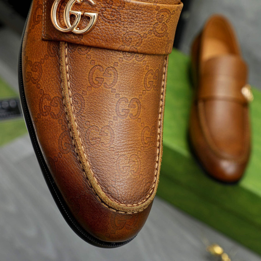 Gucci Brown Textured Loafers