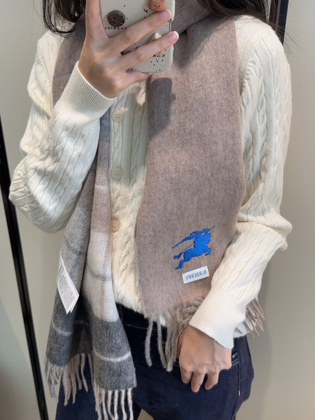 Burberry Reversible Plaid Fringed Scarf