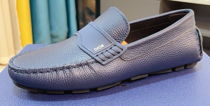 Dior Blue-Gray Driving Loafers